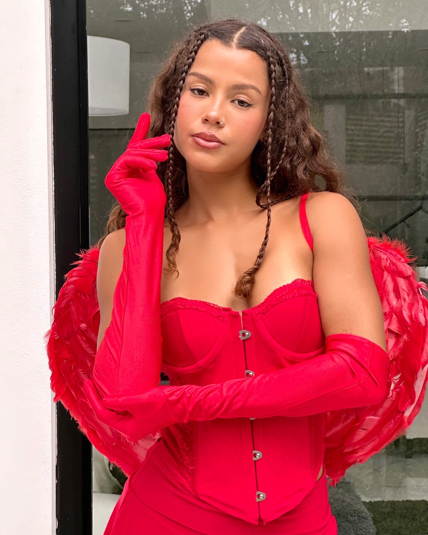 RED SATIN GLOVES