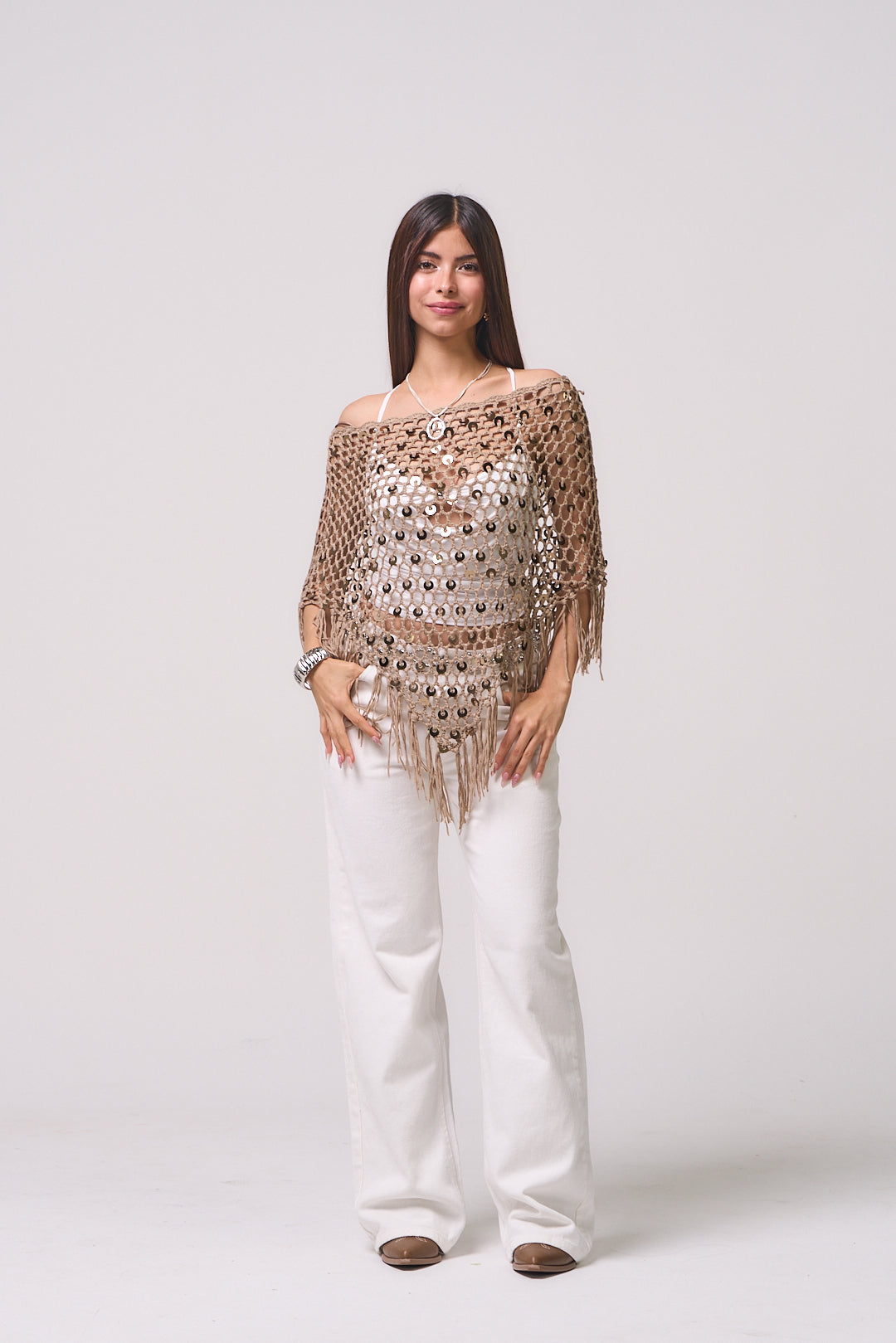 MAKI BEIGE PONCHO