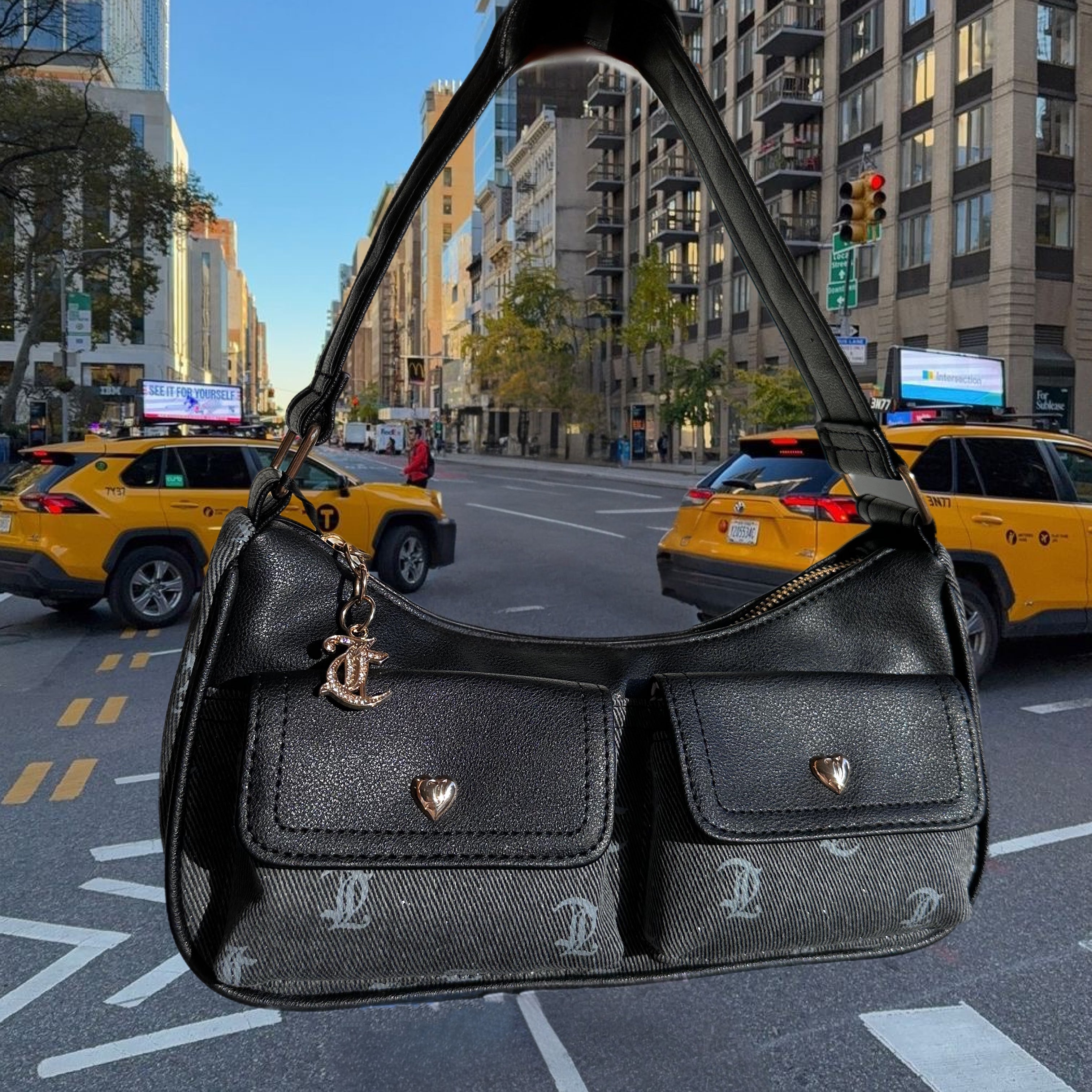 JUICY COUTURE BLACK DENIM BAG