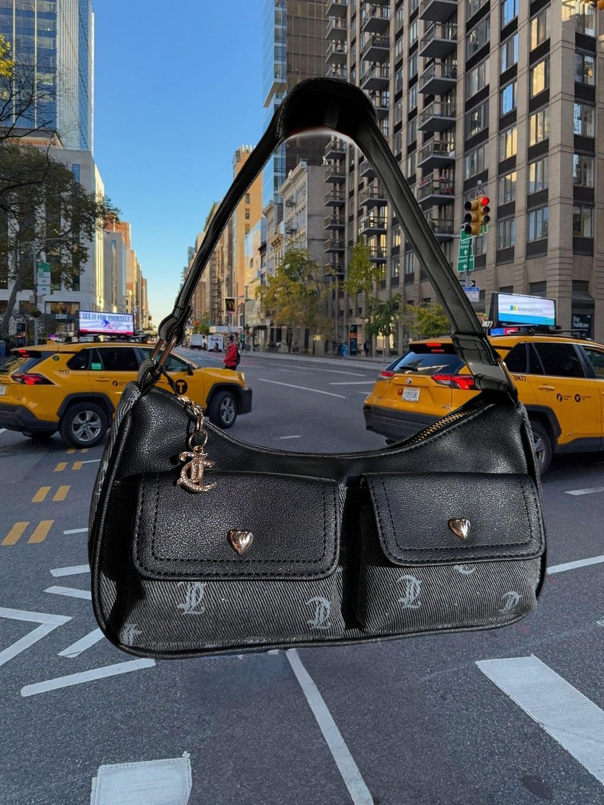 JUICY COUTURE BLACK DENIM BAG